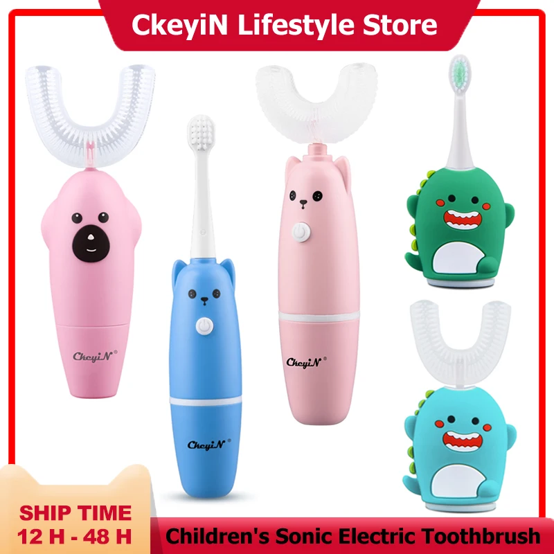 CkeyiN elektryczna szczoteczka do zębów dla dzieci Sonic automatyczna szczotka do zębów Ultra sonic Cartoon wzór 3-15 lat dzieci