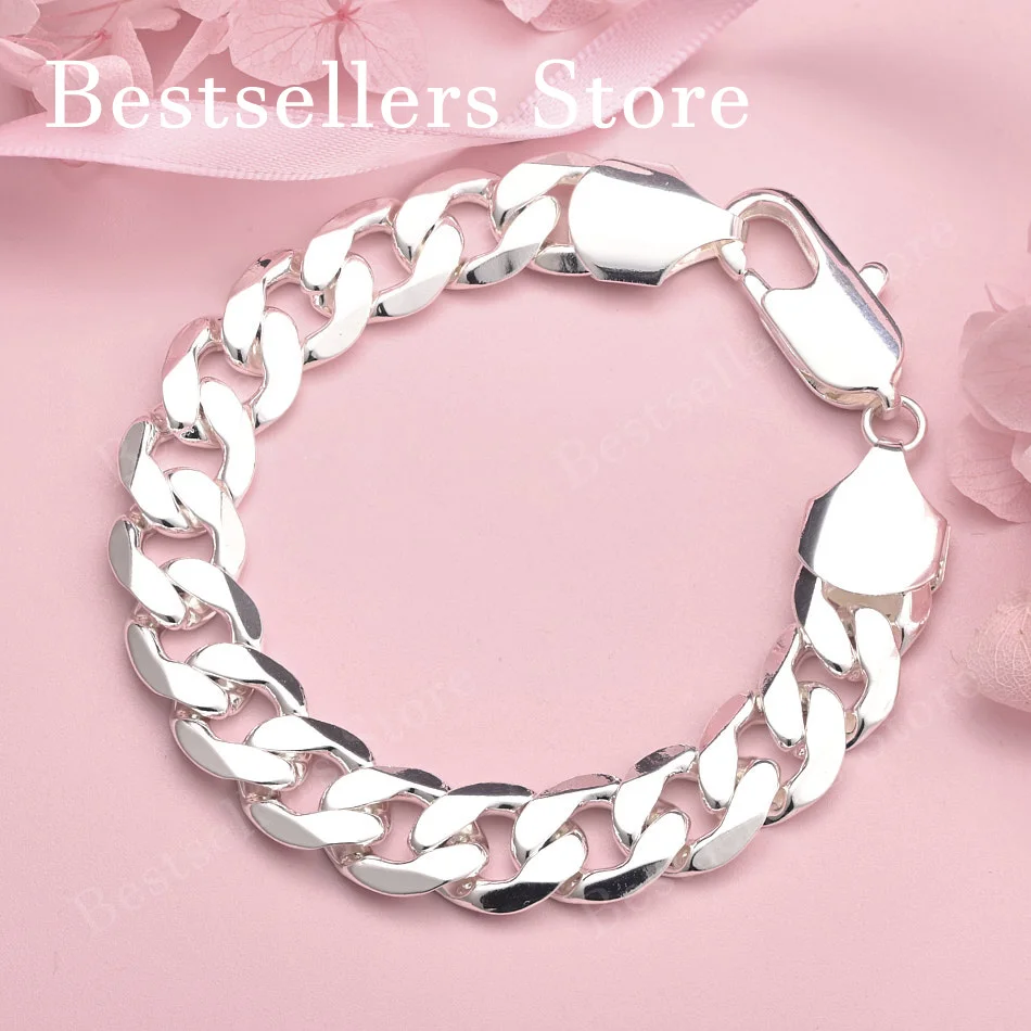 

925 sterling silver 8-inch classic minimalist bracelet, fashionable men's and women's wedding accessories, party jewelry