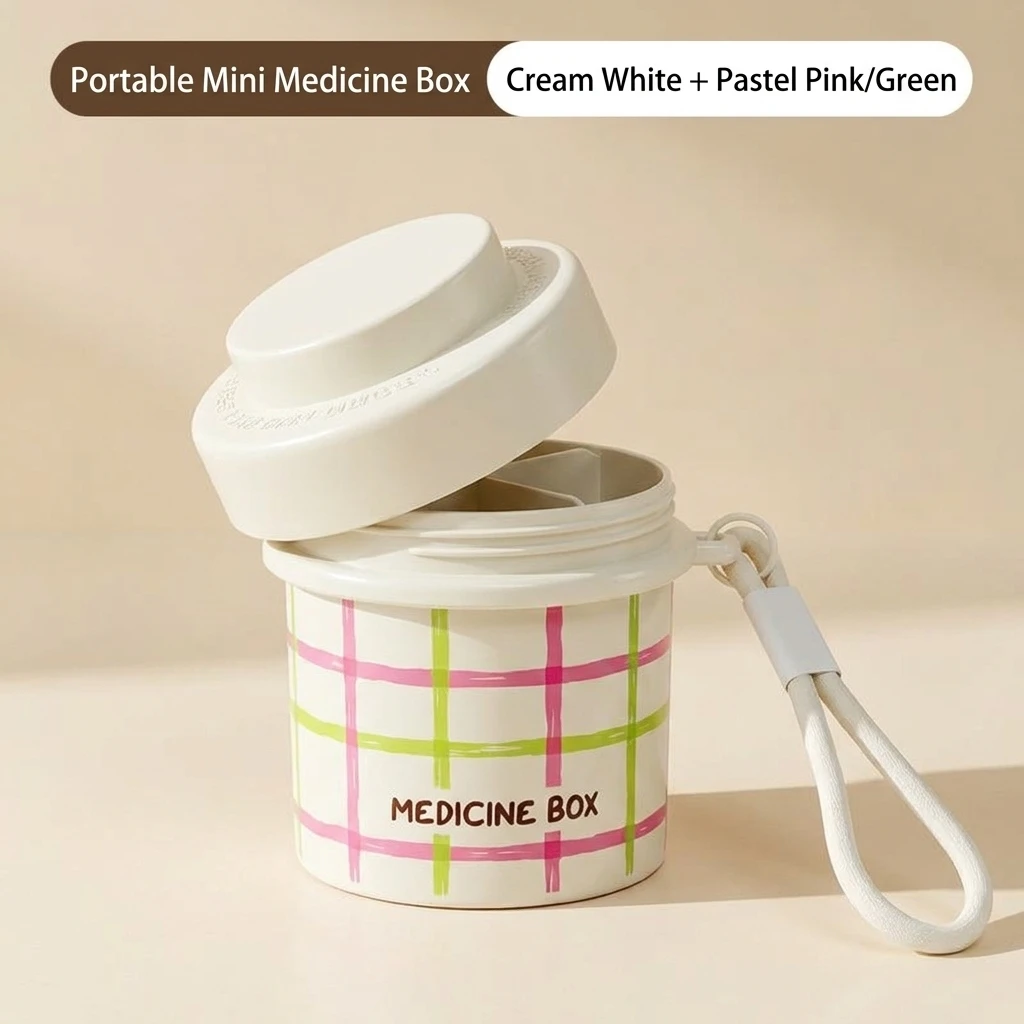 1 étui à pilules rotatif, étanche à l'humidité, organisateur de médicaments compact pour les personnes âgées, idéal pour les voyages et l'usage domestique, boîte en plastique ABS durable.