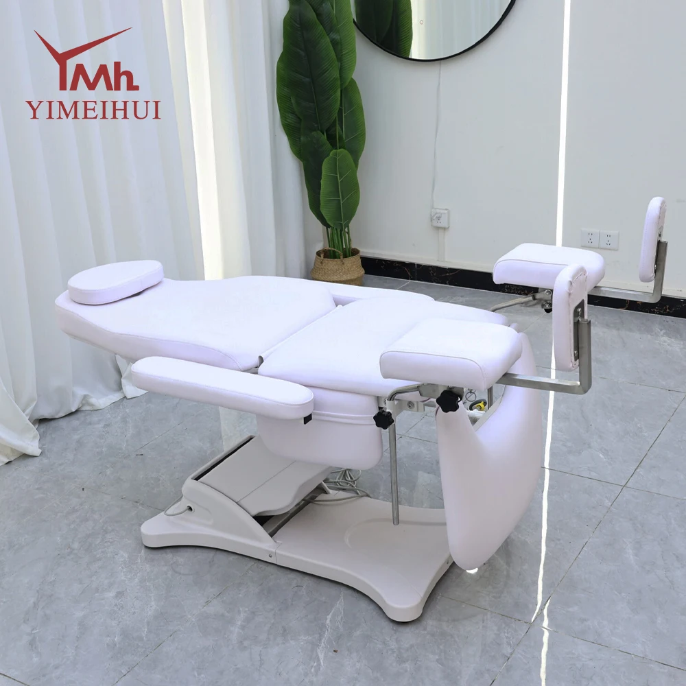 سرير فحص طاولة توصيل أمراض النساء في المستشفى، سرير تجميل كهربائي أبيض