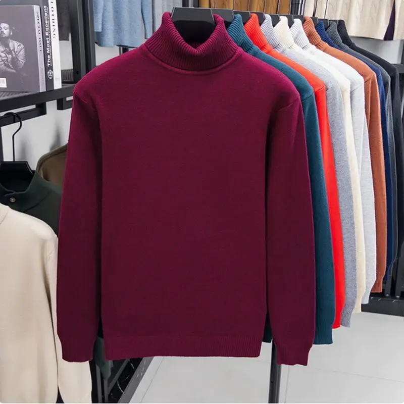 Herbstlicher Herren-Rollkragenpullover aus hochwertigem Strick, schmal geschnitten, langärmelig, Anti-Pilling, einfarbig, trendiger Herren-Streetwear-Pullover – Detail 6