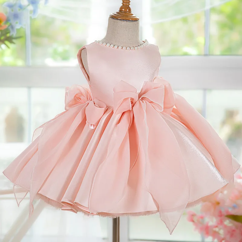 2022 new girls' embroidered bow princess dress children's fashion temperament mesh dress banquet host show evening dress