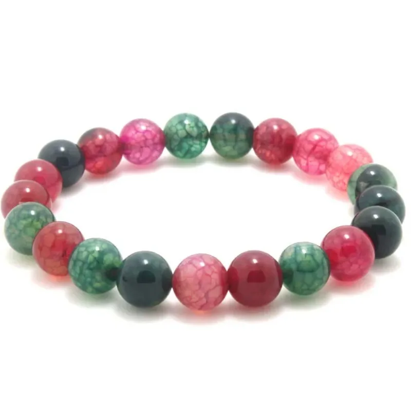 

Natural Colorful Tourmaline Hand Carved 8mm Round Bead Jade Bracelet Fashion Boutique Jewelry Men's and Women's Crystal Bracelet