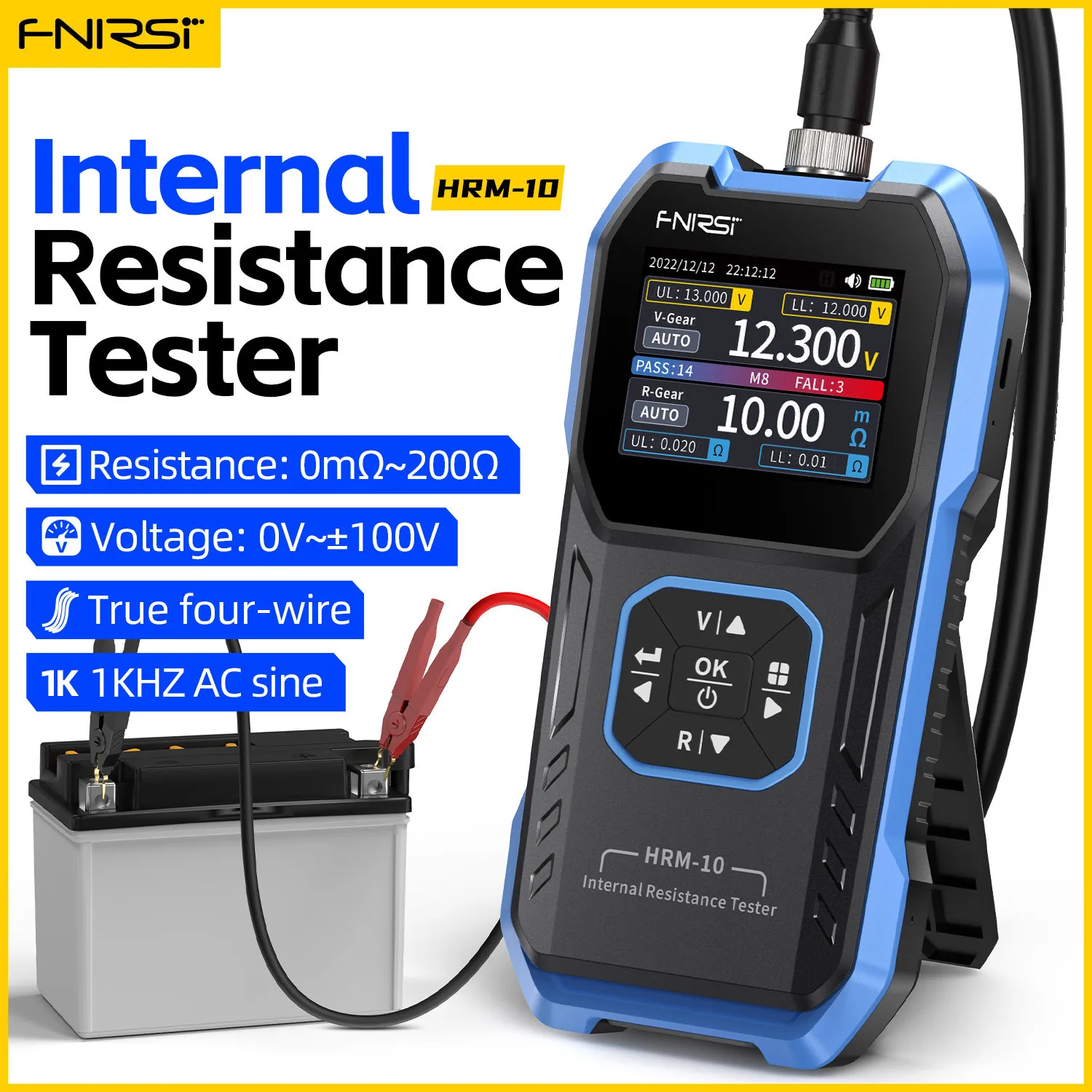 FNIRSI HRM-10 18650 Battery Voltage Internal Resistance Tester High-precision Trithium Lithium lron Phosphate Battery Tester