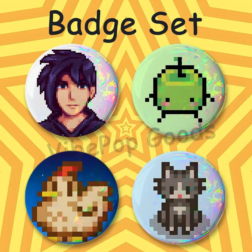 S-Stardew V-Valley Residents 25mm Badge 4-Piece Set Mini Pill Baji Kawaii Collectibles Creative Button Pin for Ita-Bag