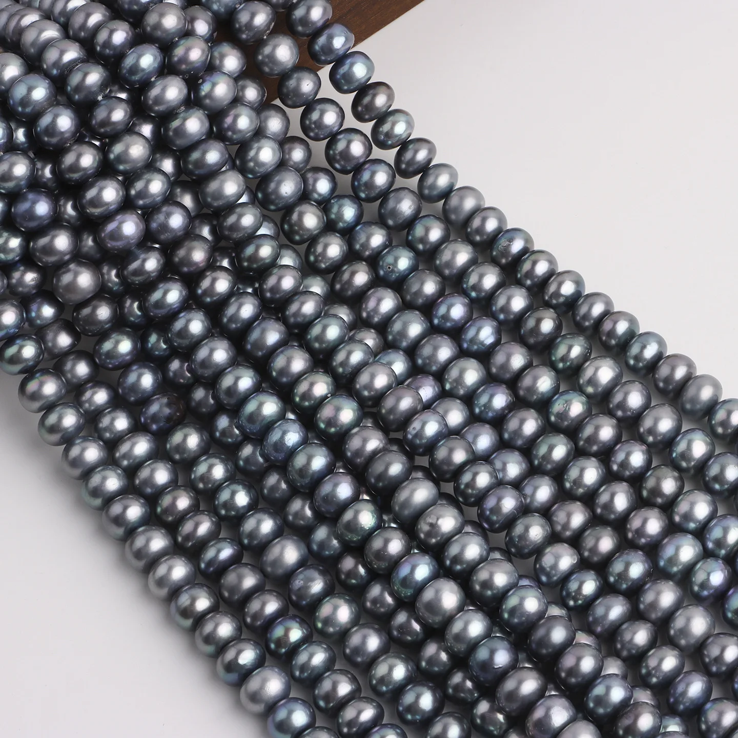 

Strong Light Electroplating Gray 7-9mm Four-sided Round Large Flat Beads Abacus Beads Natural Freshwater Pearl DIY Material