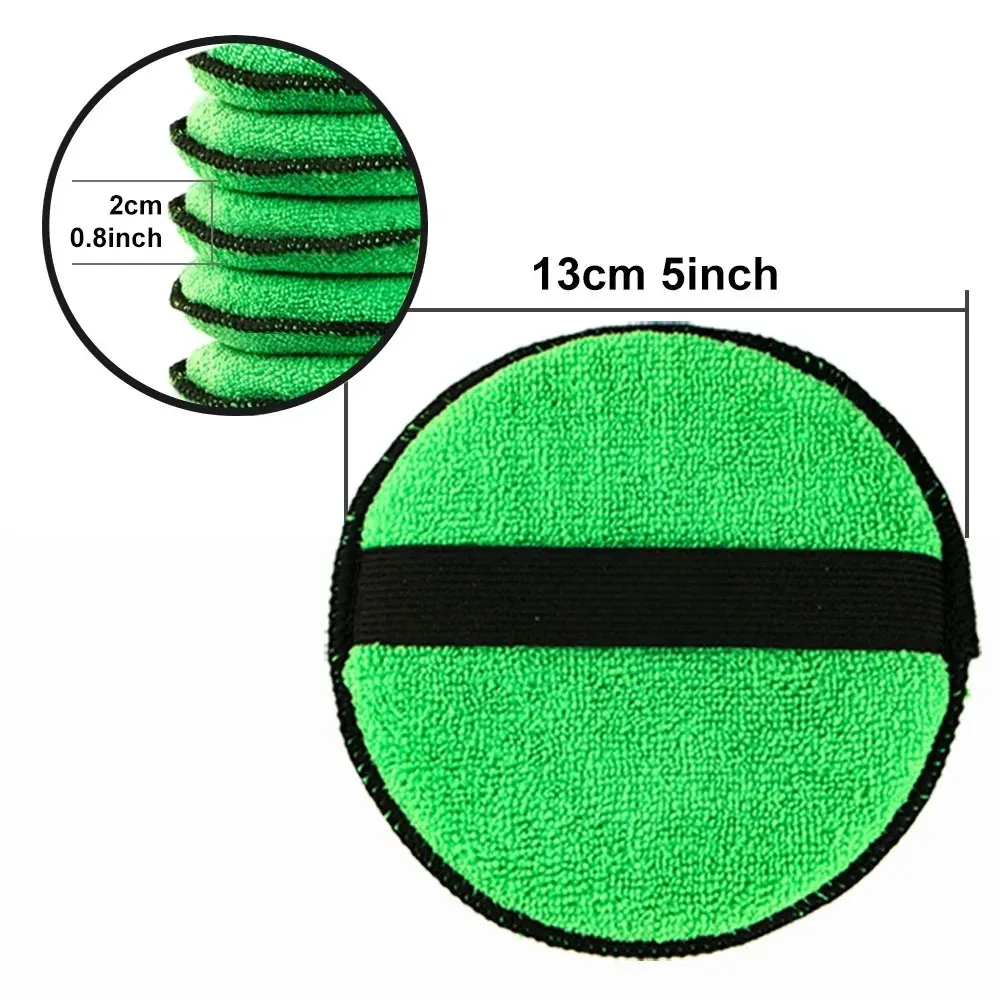 Automotive microfiber wax pad, belt design, easy to control the application of 5-inch polishing foam wax and sponge, 5 pieces image 4