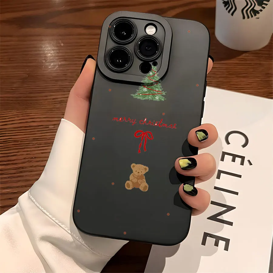 인스타그램에 어울리는 크리스마스 곰 패턴 아이폰 17부터 11 프로 맥스 플러스까지의 폰 케이스