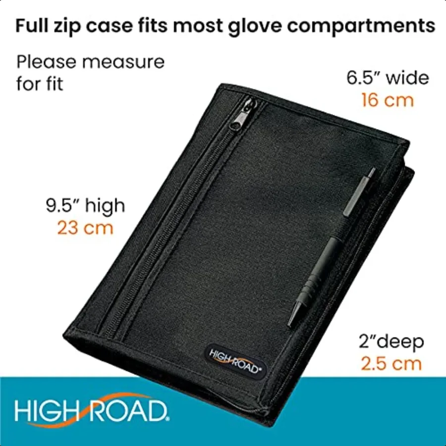 車のグローブボックスオーガナイザー、登録証・保険証ホルダー、車の取扱説明書ホルダー、柔軟で安全なジッパー付きケース付き