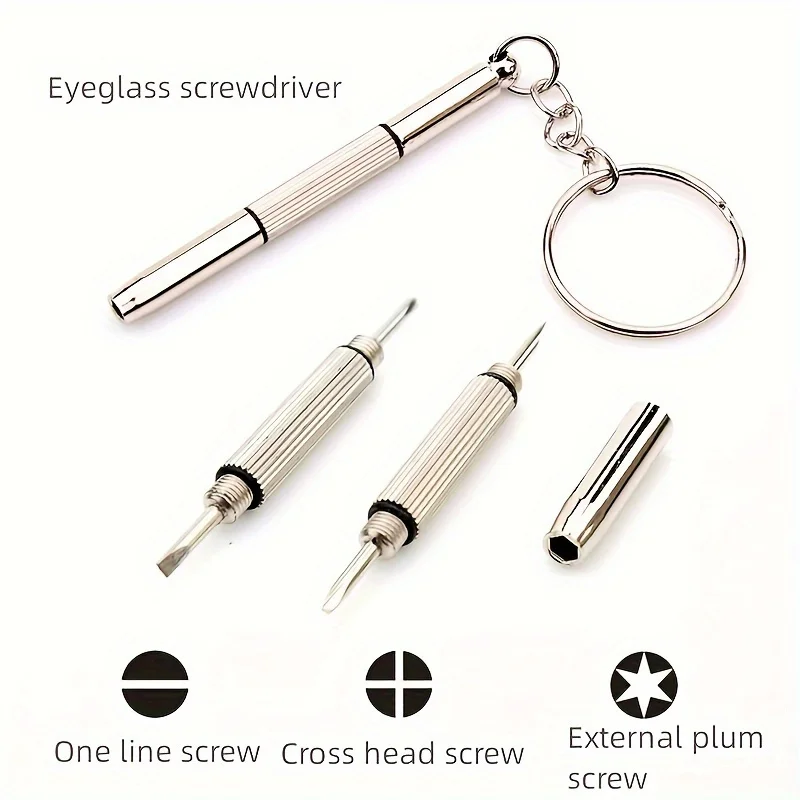 3-in-1 Multifunctional Eyeglass Screwdriver - Portable Glasses Repair Tool, Sunglasses Watch Repair Tool Keychain