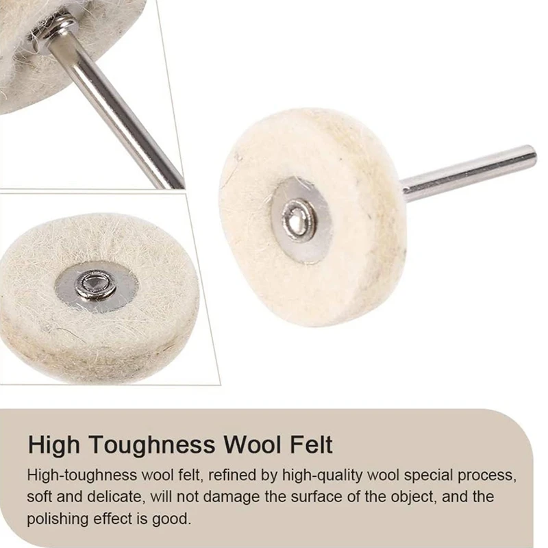 20PCS Wool Felt Polishing Buffing Wheel Bits T-Shaped Rotary Drill Grinder Wheel Rotary Tool Polishing Pad 3X25mm