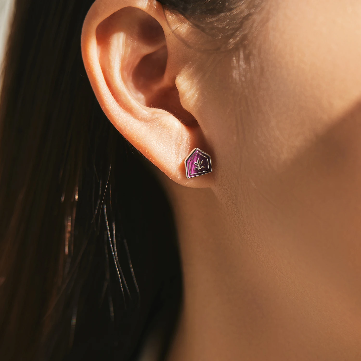 MODIAN 925 Sterling Silver European Medieval Vintage Colorful Enamel Plant Tulip Ripple Badge Stud Earrings For Women Jewelry