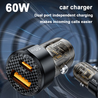 Car Charger Fast Charging PD 60W QC3.0 USB C Car Phone Charger Type C Adapter in Car for IPhone 1413 12 Xiaomi 13 12