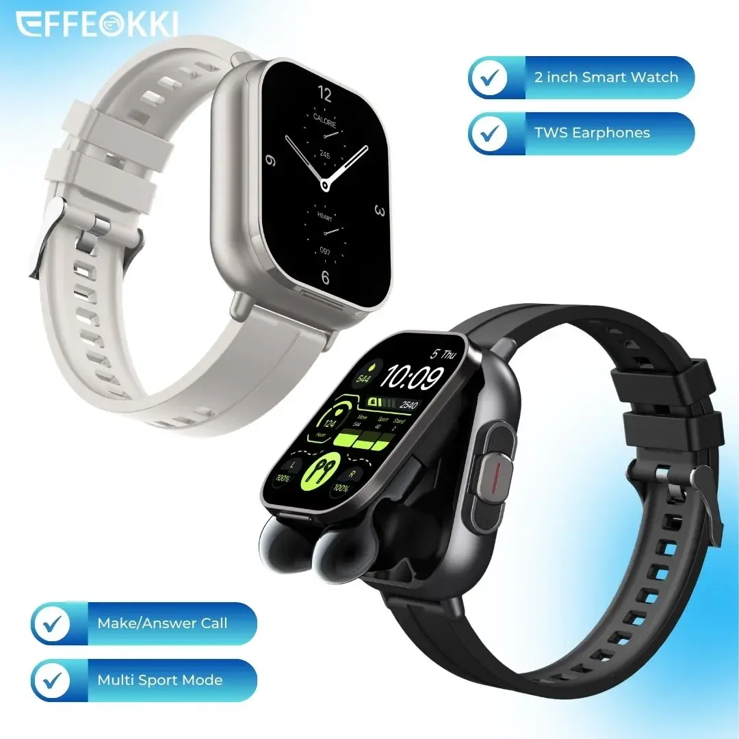 Effeokki D8 2 In 1 Smartwatch With Headphone Men'S Watch Blood Oxygen Make Call Nfc Compatible With Iphone Android Phone