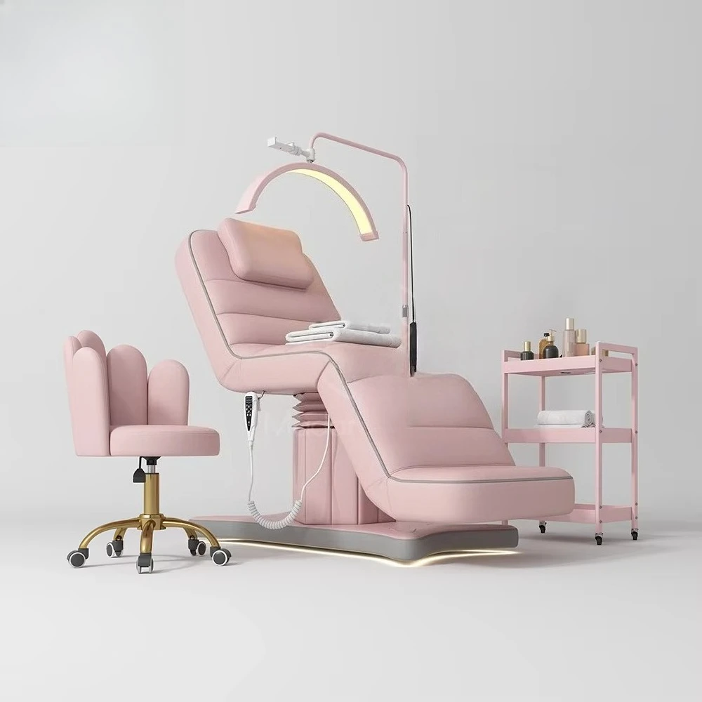 Electric Triple Motor Modern Ergonomic Facial Massage Bed Synthetic Leather Silent Motor Adjustable Function Stainless Steel