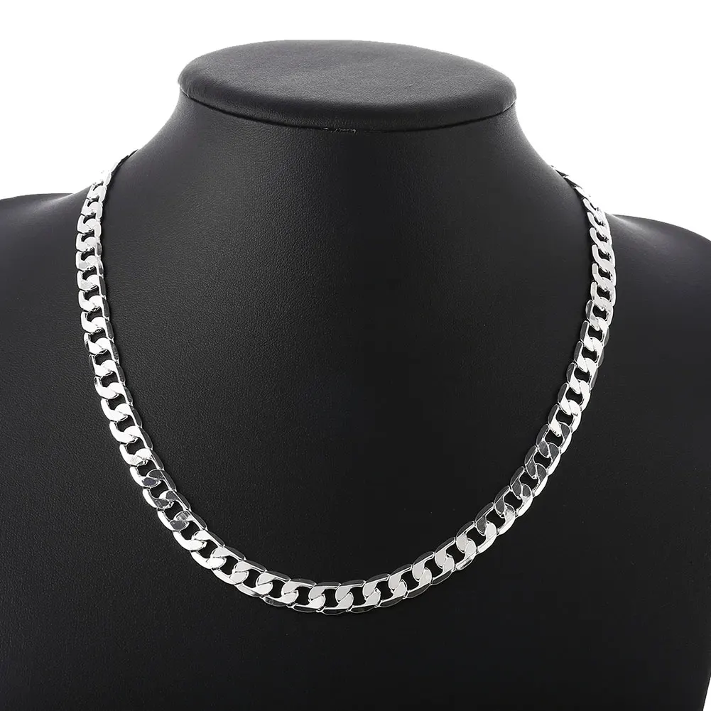 classic men's 925 Sterling Silver Necklace high quality Jewelry personality 16-24 inches 8MM necklace fashion Christmas gifts