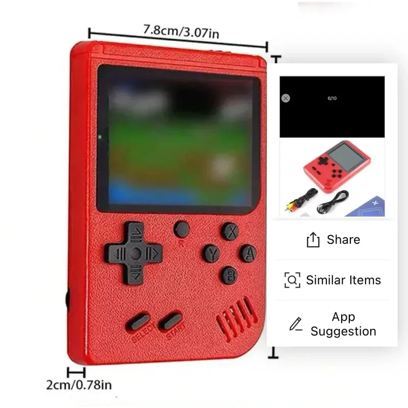 A Red Retro Classic Games Children\'s Handheld Small Game Console With 400 Game Charging Can Be Connected To The TV