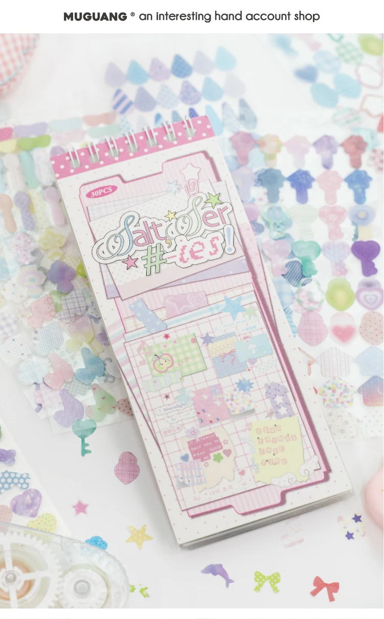 Journal GO 20 Stück Macaron Matte PET Blumen- & Karo-Aufkleber Niedliche Scrapbooking-Karten-Bastel-Aufkleber für Tagebücher & Planer – Detail 1