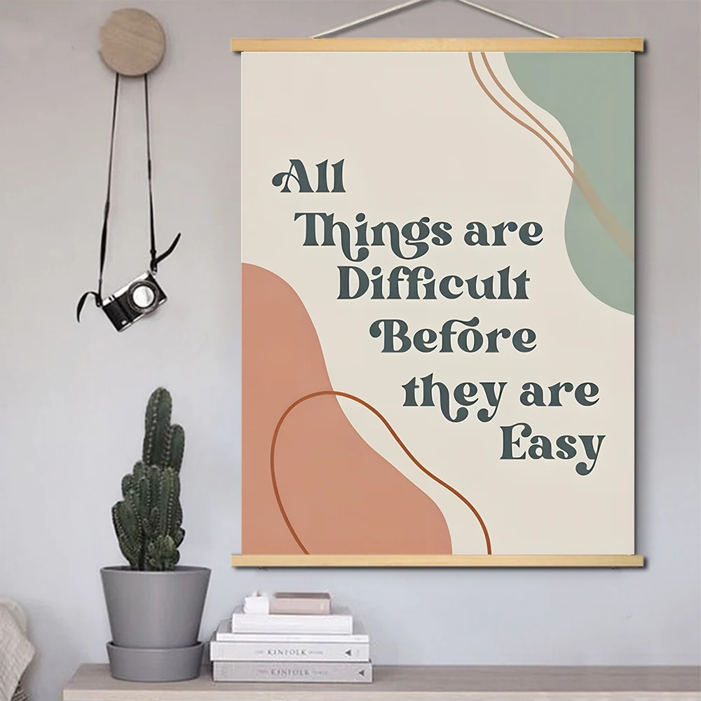 Solid Wood Hanging Paintings Growth Mindset Classroom Posters Quotes,Office Decor, Motivational Modern Cardstock Prints Posters