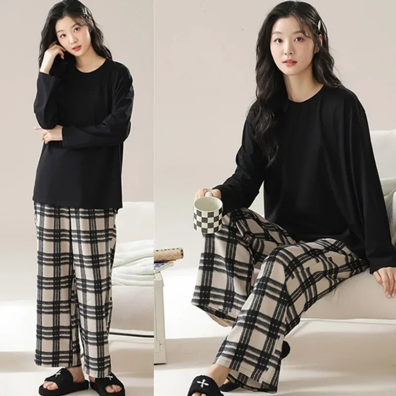 Frühlings- und Herbst-Damen-Pyjama, Langarm, Lange Hose, Loungewear, Zweiteiliges Set, Süße Damen-Schlafbekleidung, Mädchen-Loungewear