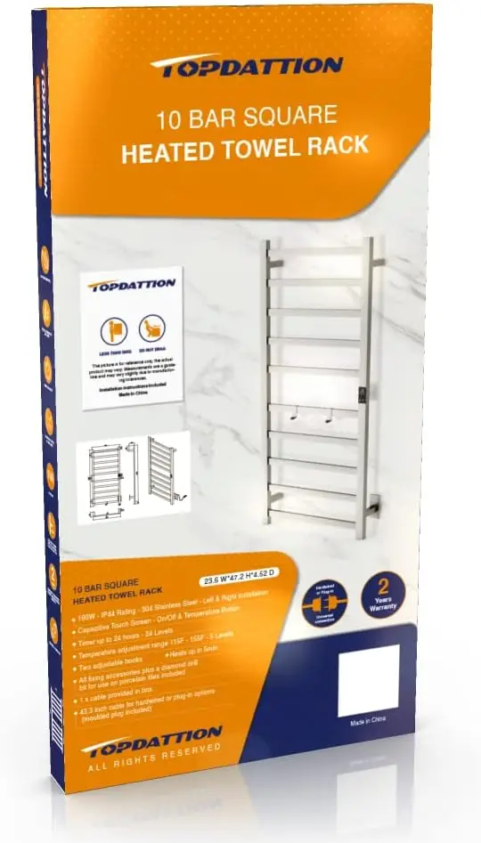 سخان المناشف الكهربائية اللاسلكية الذكية |   تصميم شفرة رفيعة 10 بار |   سلكي ومكونات إضافية |   متوافق مع Alexa وGoogle Home |   مصقول