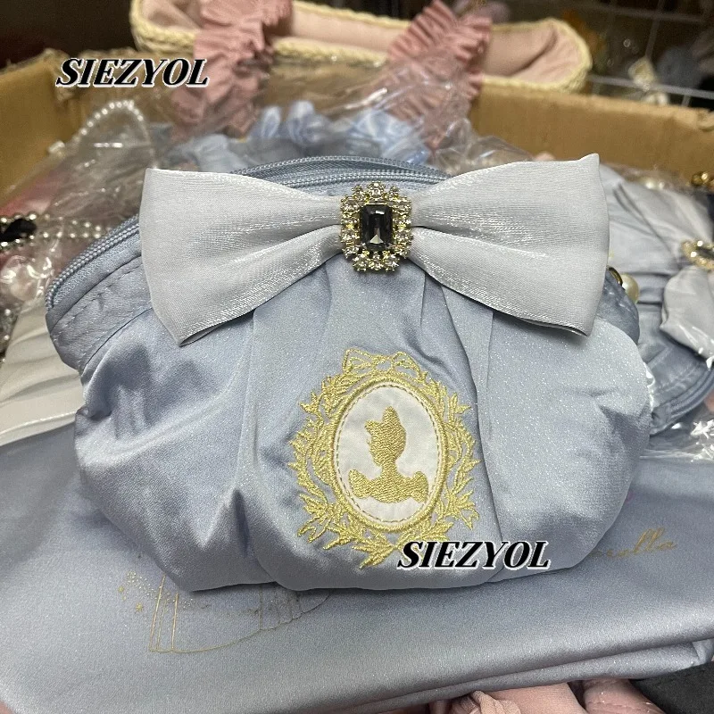 Japanese Princess Series Zipper Bowknot Makeup Bag Sweet Cute and Versatile Fashionable Cosmetic Organizer for Girls