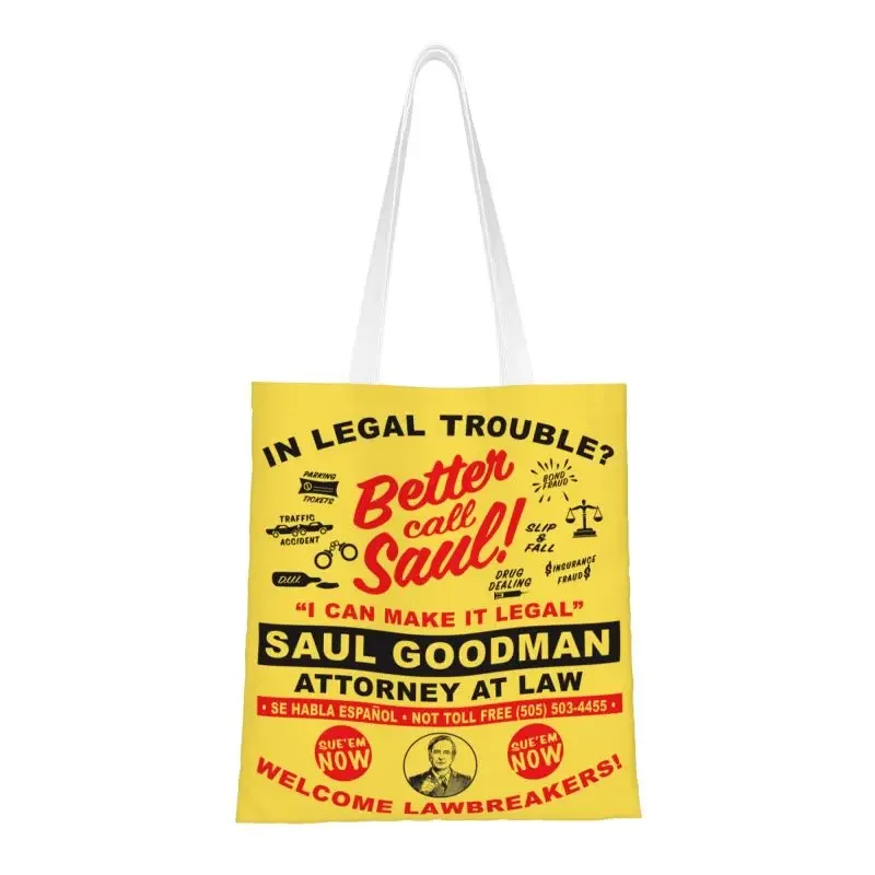 Fashion In Legal Trouble Better Call Saul Shopping Tote Bag Reusable Groceries Canvas Shoulder Shopper Bag