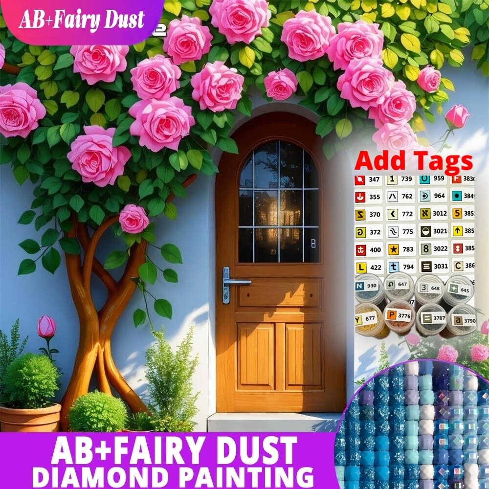 

AB Фея Пыль Алмазная Мозаика Дверь Пейзаж Акриловые Товары Для Ремесла DIY Дерево Алмазная Картина Цветок Новое Прибытие Комплект Уникальный Подарок