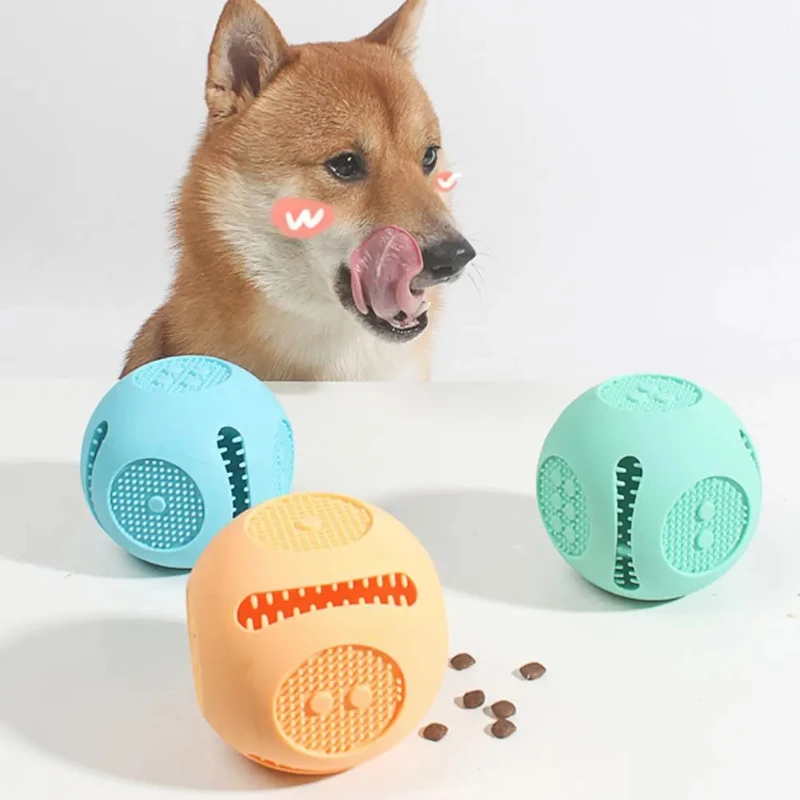 Pet Dog Toys Ball Cat Toys Outdoor Bite Puzzle Anti Choking Teeth Grinding Teeth Food Grade Silicone Leakage Ball