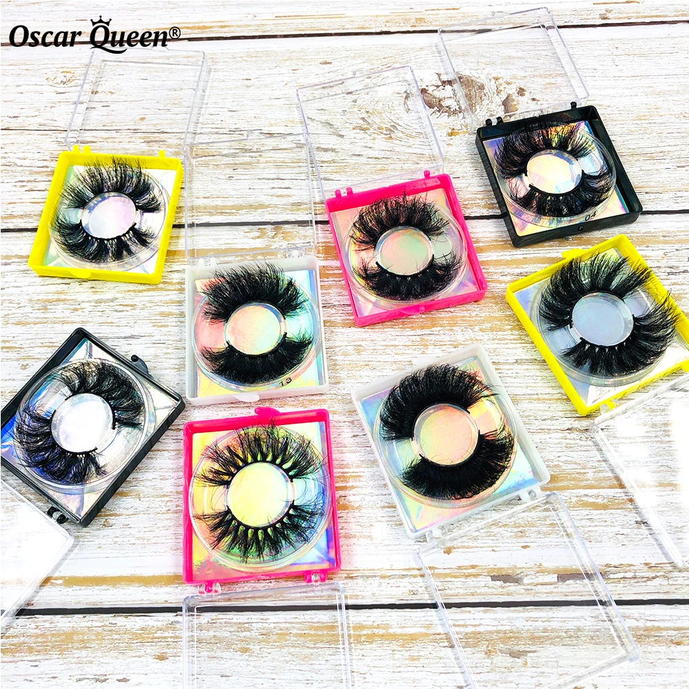 Oscar Queen 3d 5d Hot Sale Messy Fluffy Eyelashes Extension Bulk Thick 22-25mm Soft Volume Dramatic Mink Lashes Wholesale Makeup