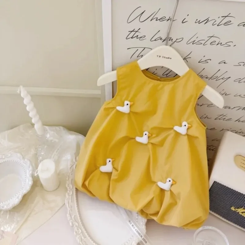0-6 Year Old Baby Dress Summer Leisure Little Yellow Duck Girl Cotton Dress Children's Photography Children's Clothing Dress