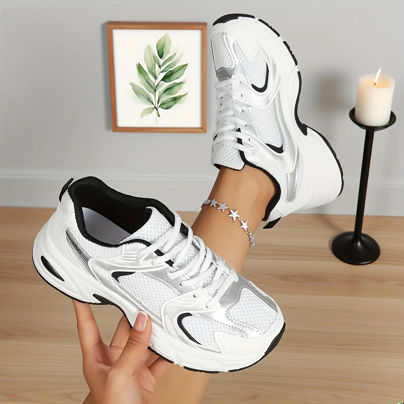 Women Retro Mesh Chunky Dad Sneakers Thick Sole Platform Height Increasing Casual Shoes Lace Up Non Slip Walking Trainers Fashion All Match Multicolor Daily Outdoor Sports Footwear For Ladies All Seasons Daily Wear