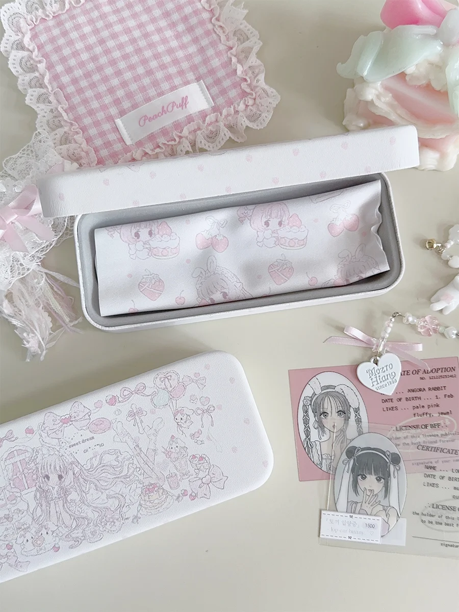 Original Design Pink Angel Eyeglass Case And Cloth Cute Myopia Storage Box for Girls Eye Care Accessories Zippos/  K...