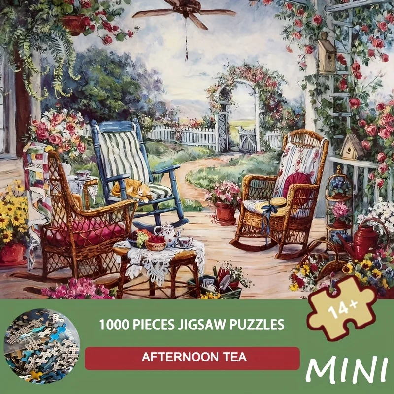1000-Piece Jigsaw Puzzle 15x10 Inches Afternoon Tea Theme Elegant Dining Scene Popular Christmas Gift for Adults