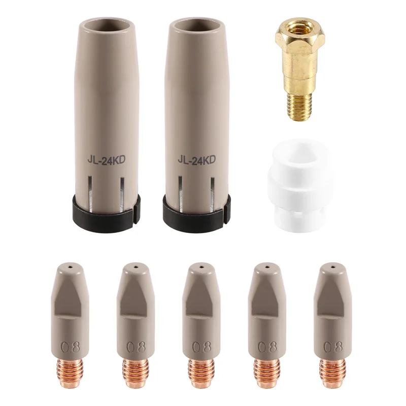 

【Lowest-Price!】9Pcs 24KD Coating Protection Nozzle 0.8Mm MIG Torch Gas Nozzle Tip Holder Of 24KD MIGMAG Welding Torch