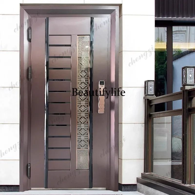 K153  Customization Light Luxury Modern Interior Stainless Steel Anti-theft Home Security Door For Villa Main Entrance