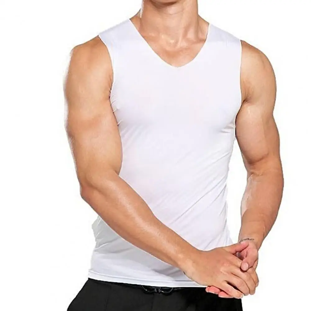 Trendy Fitness Vest Casual High Elasticity Cool Fitness Sleeveless Summer Tank Top  Men Vest Good Ductility