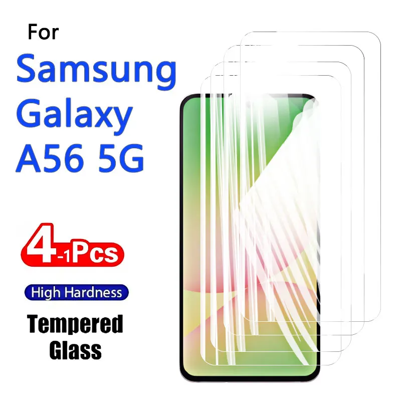 1–4 Stück Displayschutzfolien für Samsung Galaxy A56 5G, gehärtetes Glas, HD, hohes Aluminium, kratzfest, 6,7 Zoll, Fingerabdruck