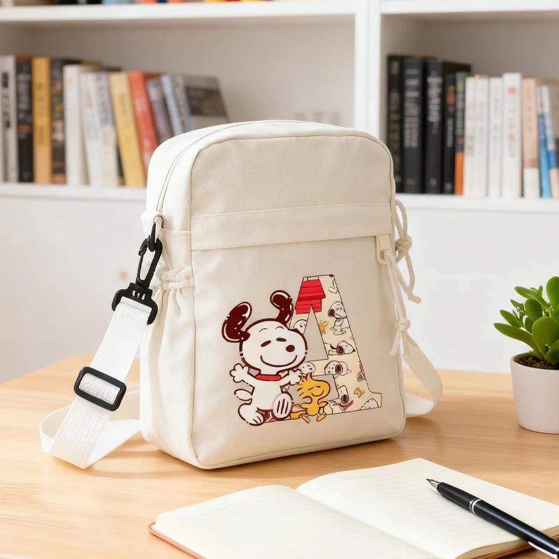 

Snoopy Shoulder Bag Cartoon Anime Letter A-Z Pattern Crossbody Bag Outdoor Casual Daily Portable Handbag Friend Birthday Gift