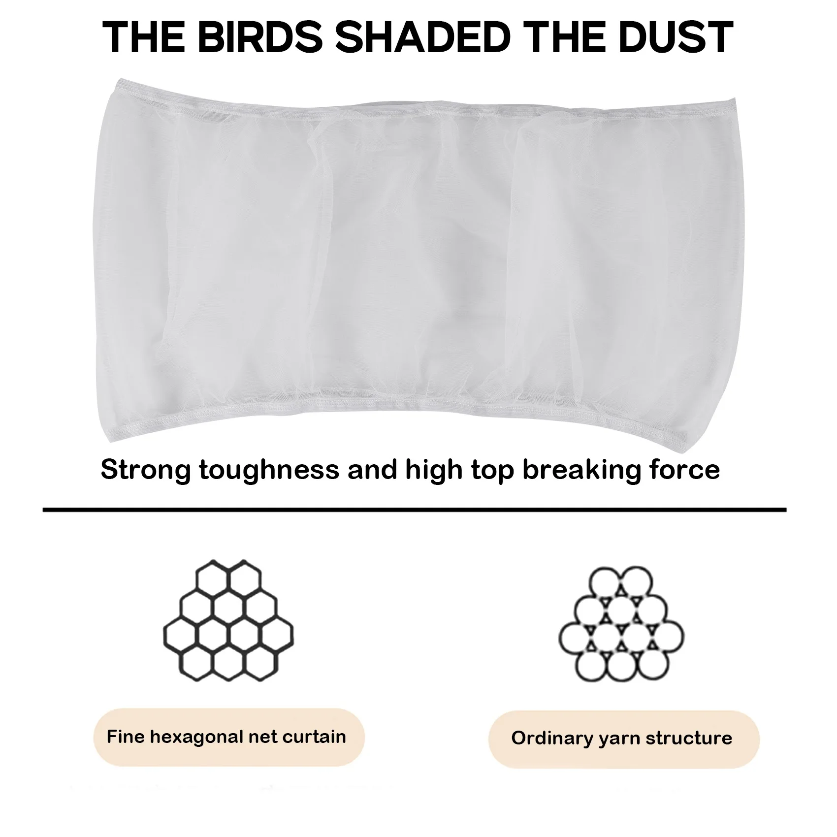 A88M غطاء قفص الطيور البذور الماسك قفص الطيور شبكة صافي غطاء تنورة الحرس (أبيض-M)