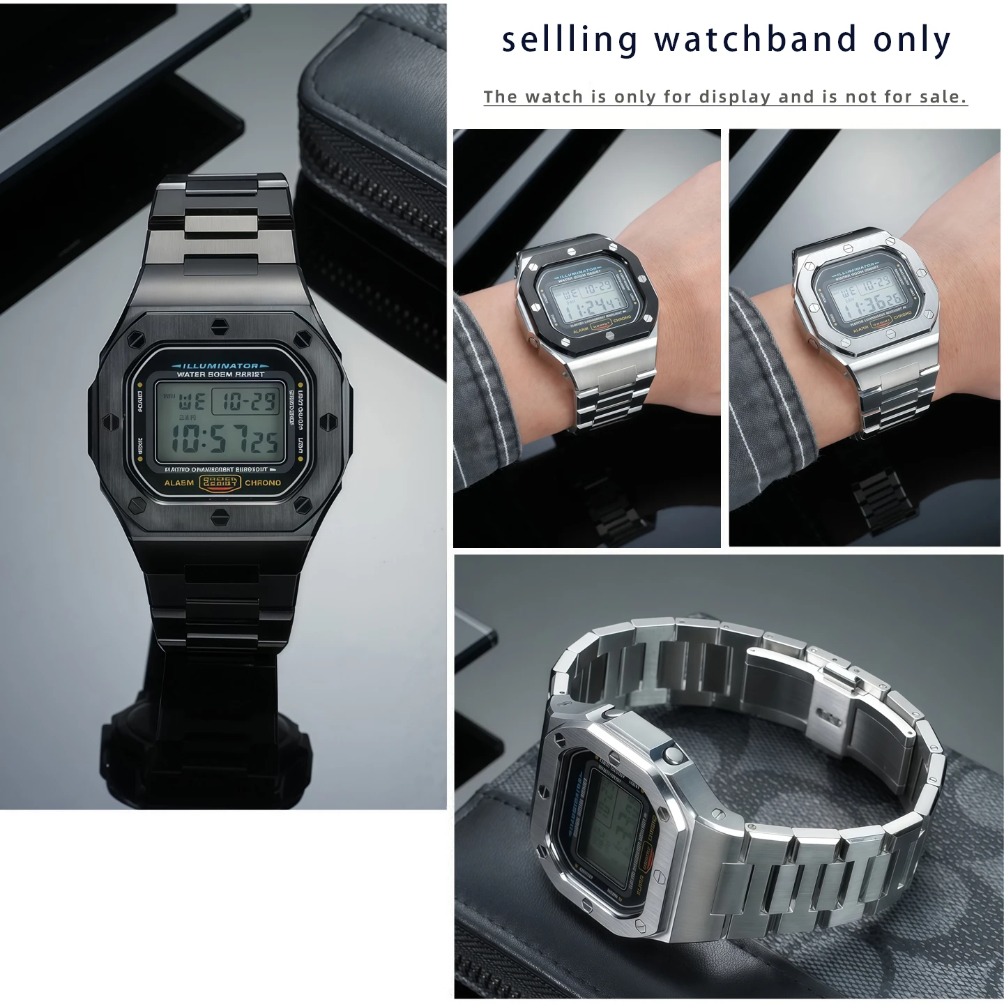 For Casio DW5600 GWB5600 5610 Small Square Metal Case and Strap Modified for Men's Bracelet and Strap Accessor DIY One Piece Set