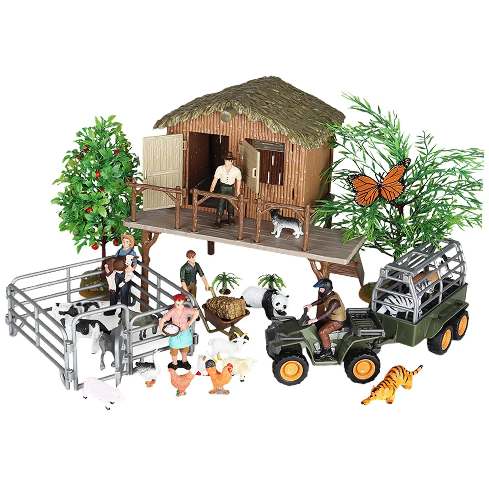 Farm Animal Model Playset Chicken Dog Cow Goat Sheep Figures for Boys Girls