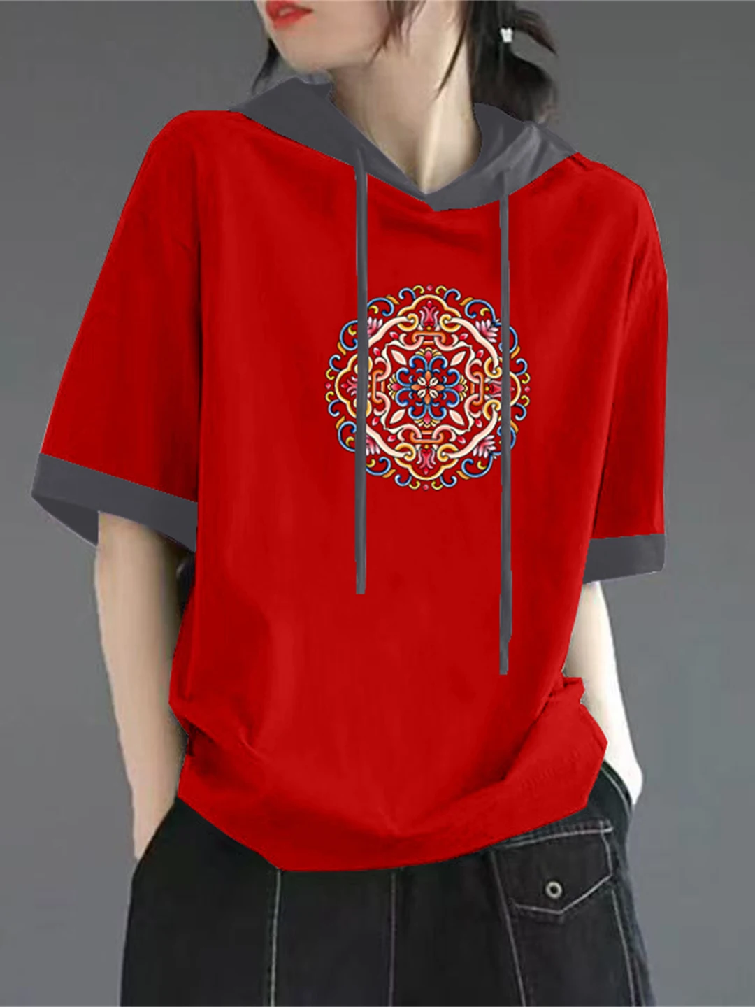 Streetwear Brand Hoodies - T-shirt Rossa in Puro Cotone a