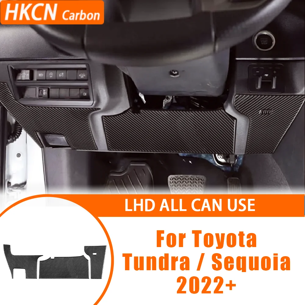 

Для Toyota Tundra Sequoia 2022 + автомобильные аксессуары из углеродного волокна, нижняя панель со стороны водителя, внутренняя отделка, наклейка, модификация