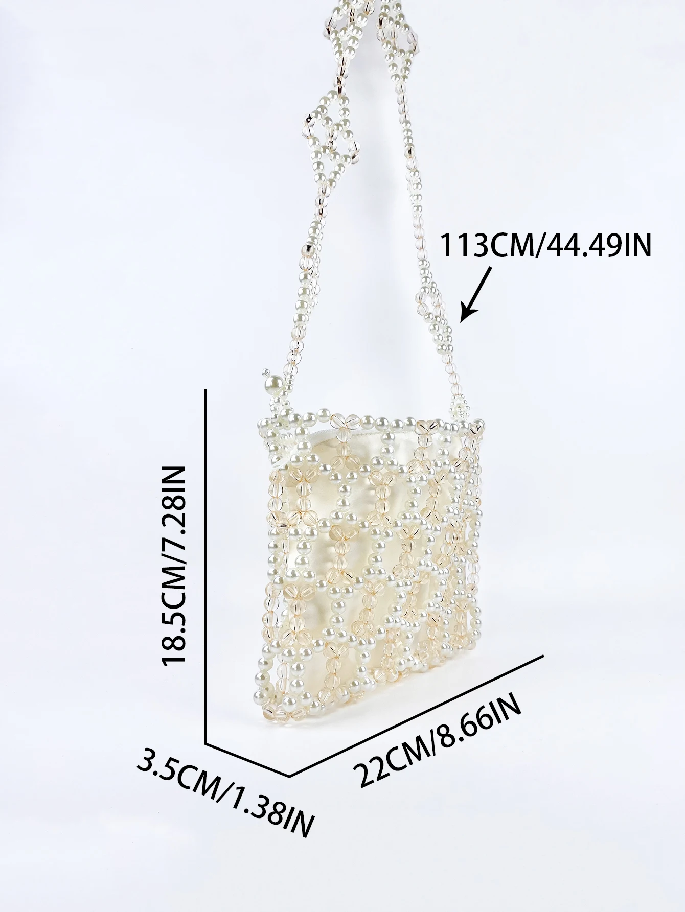 Fashionable and Elegant Transparent Acrylic Pearl Bead Weaving Large Capacity Versatile One Shoulder Crossbody Bag