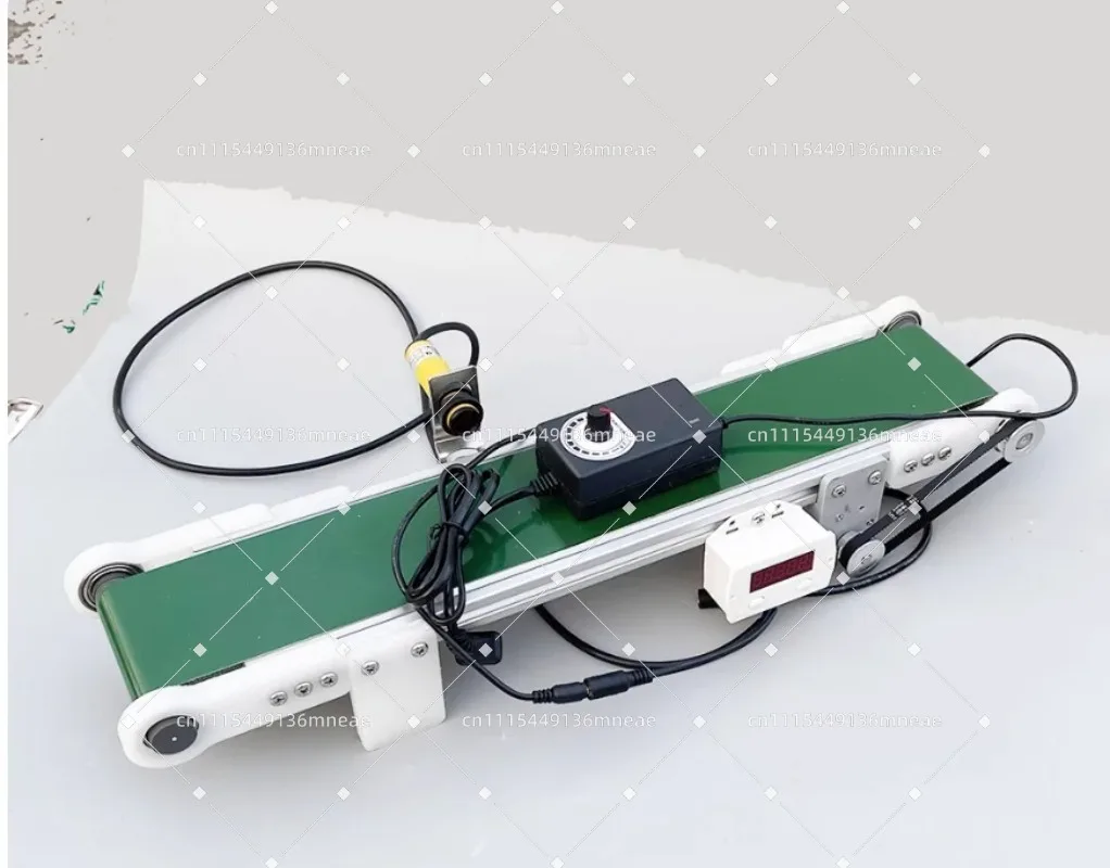 10×50cm Adjustable Speed Desktop Conveying Belt, PP Assembly Line Device with Photoelectric Counter