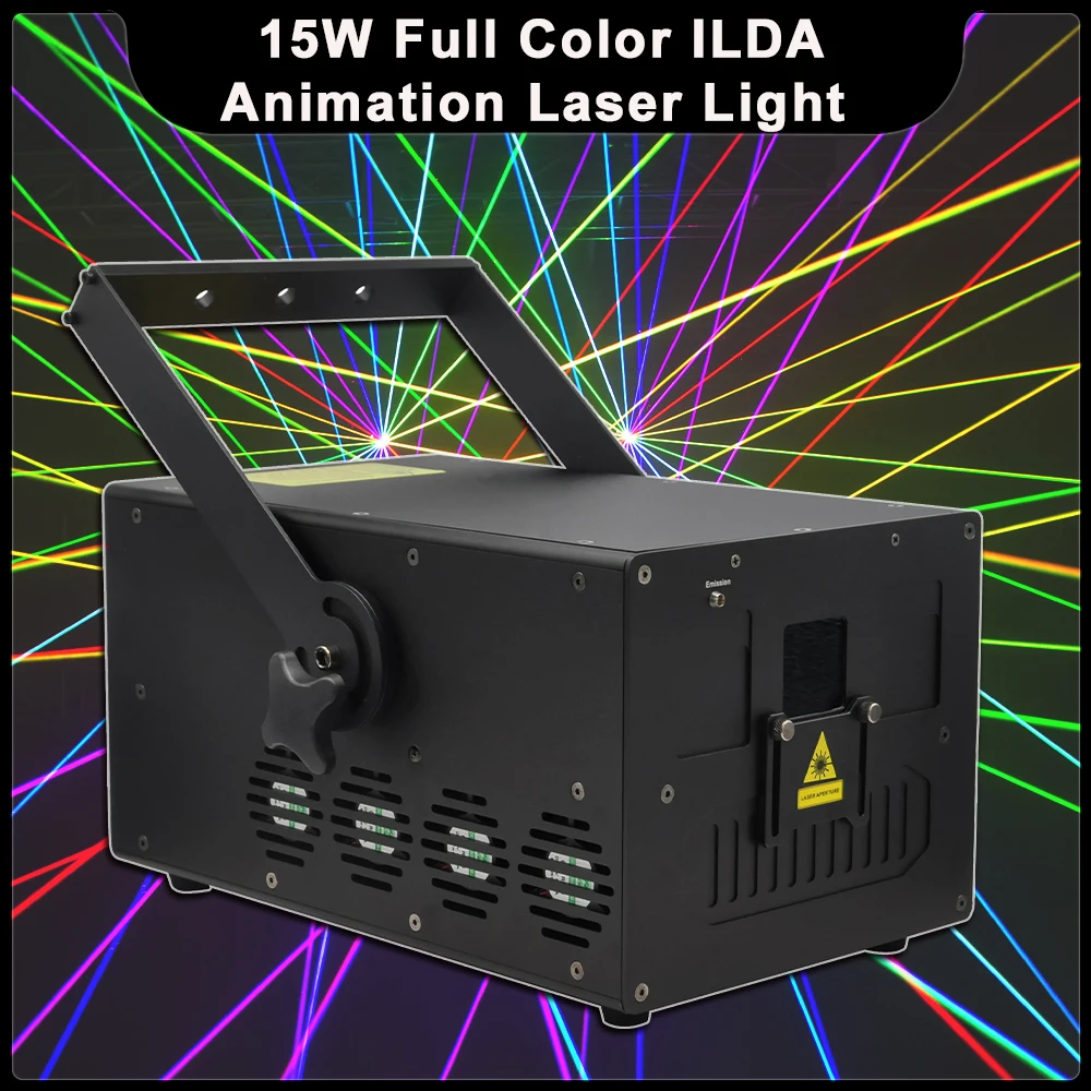 

New 40Kpps 15W ILDA RGB Animation Laser Projector Beam Scanning Effect DMX DJ Disco Party Club Christmas Indoor Stage Effects