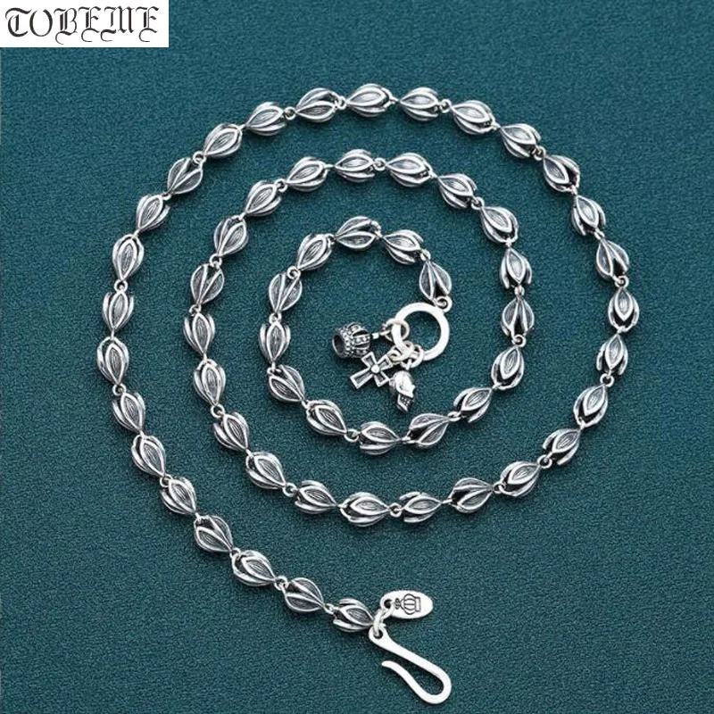 

5mm Vintage 100% 925 Silver Flower Necklace Thai Silver Necklace