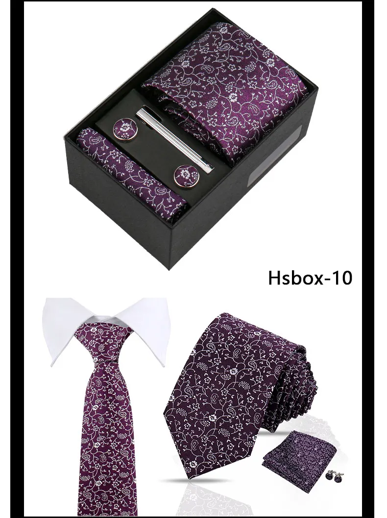 Modische Krawatten für Herren, Paisley-Krawatte, Geschenkbox-Set, originelle Geschenke für Herren, hochwertige Krawatte, Business-, Hochzeits- und Anzug-Accessoires – Detail 14