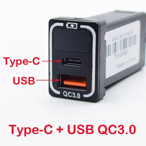 Автомобильное USB-зарядное устройство Type-C PD QC3.0 для смартфона TOYOTA Camry Land Cruiser 200 RAV4 Corolla, светодиодный вольтметр с быстрой зарядкой